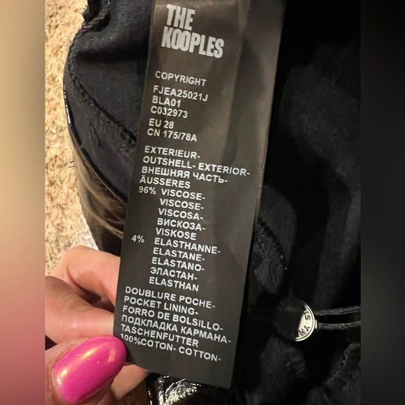 The Kooples 100% vinyl pants black Loose fit High-waisted Flared Patent NWT 27 - Picture 9 of 13